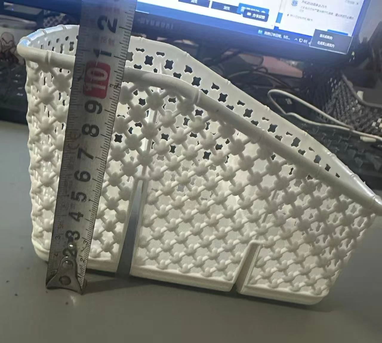 4 Grids Plastic Woven Style Storage Basket Home Desktop Cosmetic Organizer